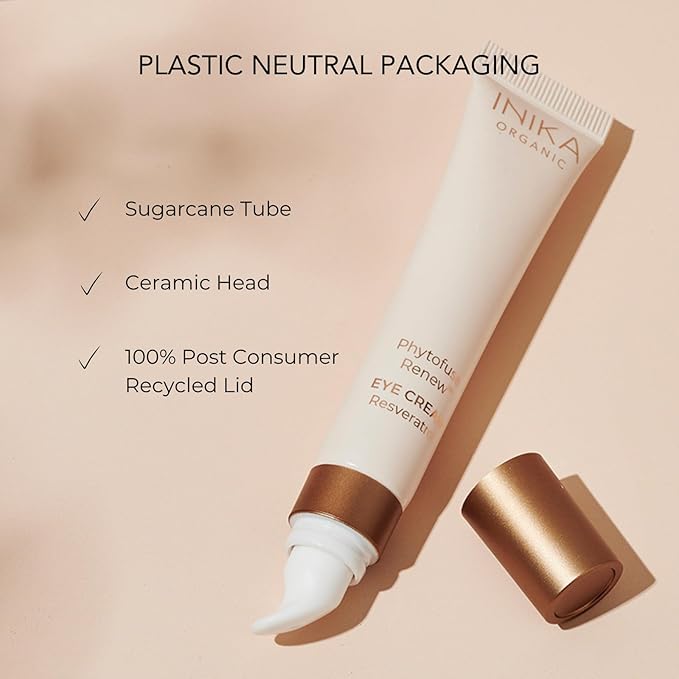 INIKA Organic Phytofuse Renew™ Eye Cream | Organic Skincare Targets Dark Circles, Reduces Puffy Eyes and Fine Lines. Vegan Antioxidant Formula