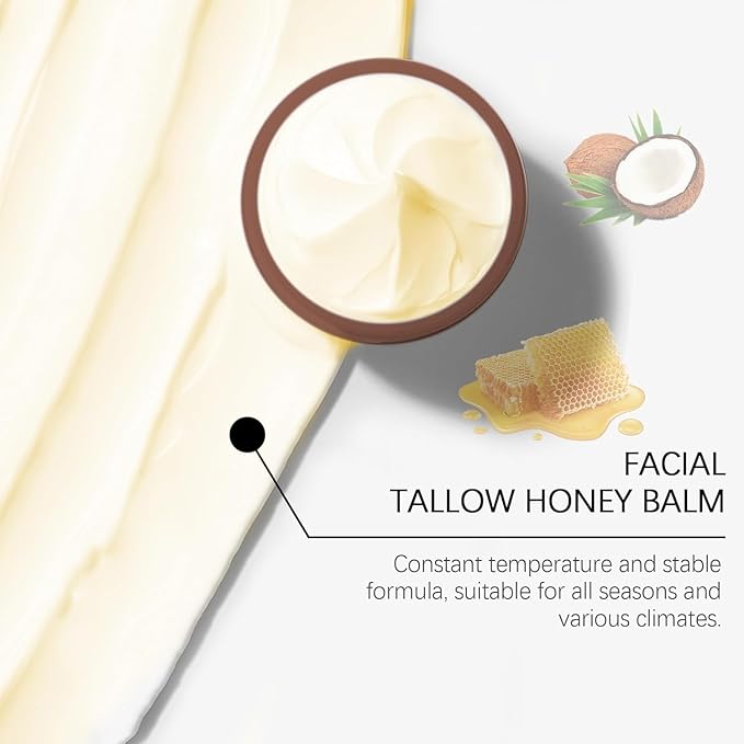 Whipp Beef Tallow and Honey Balm,Beef Tallow for Skin Grass Fed Tallow and Honey Balm,Grass Fed Grass Finished Organic Face Cream,Body Lotion and Lip Balm