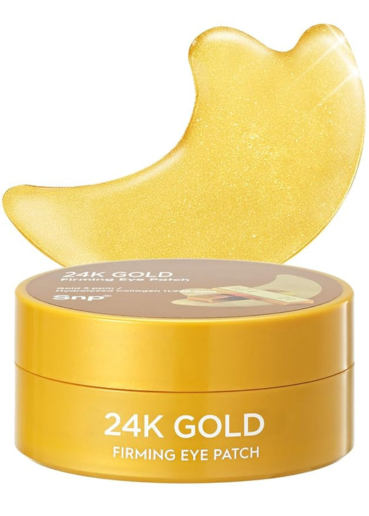 [K Beauty Snp] 24K Gold Firming Eye Patch | 11,900mg of Collagen with 24K Gold | Tightening and Hydrating for All Skin | Under Eye Patches for Dark Circles | Korean Skincare Eye Mask | 60 Patches