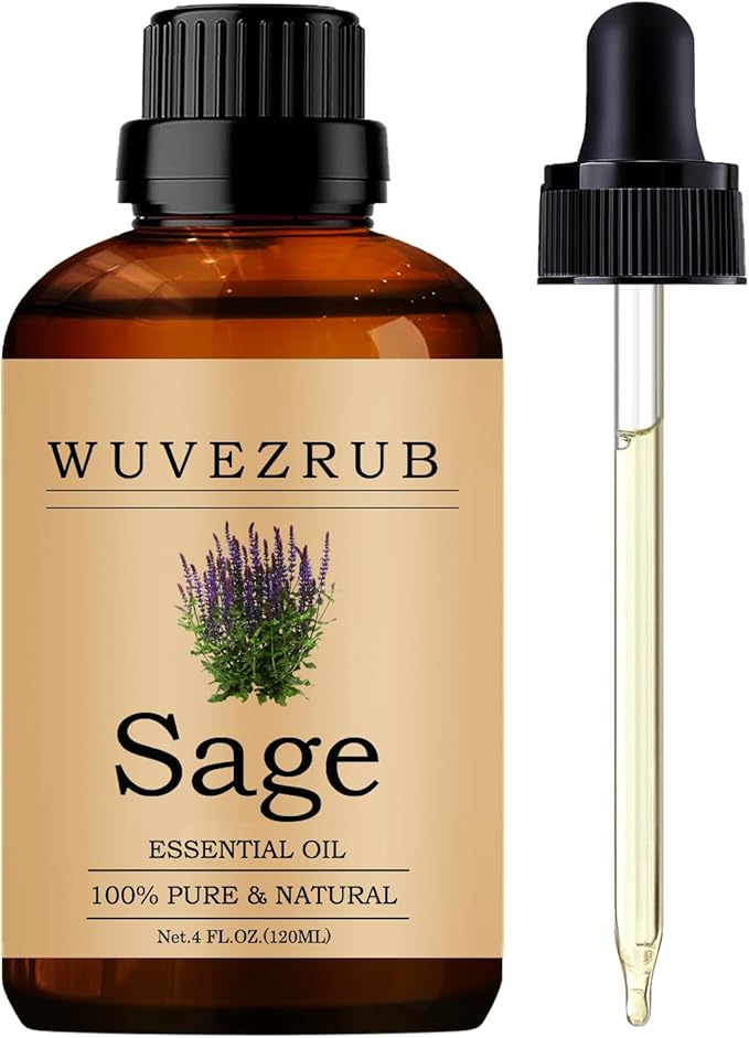 Sage Essential Oils 120ML, Pure Sage Essential Oil for Aromatherapy Diffuser - 4 Fl Oz