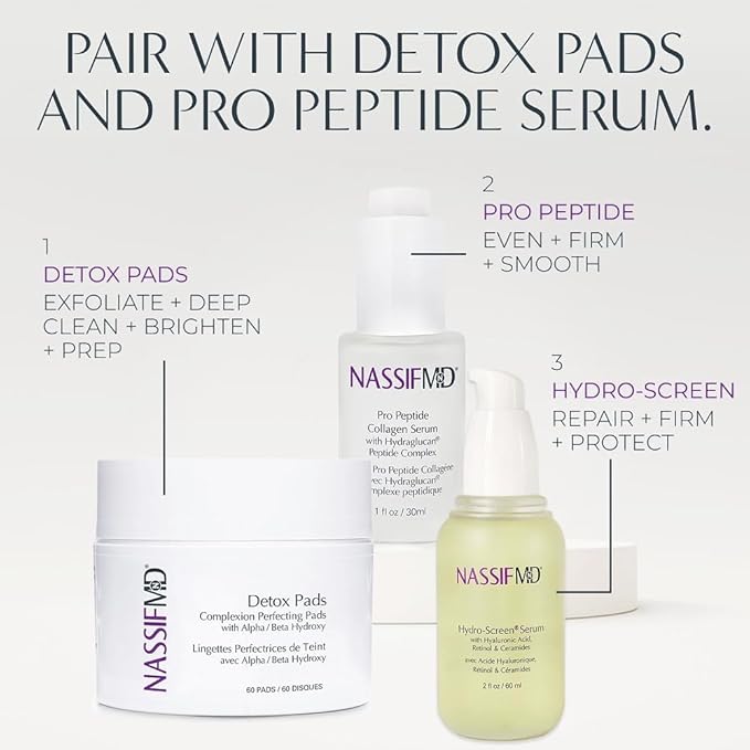 NassifMD Hydro-Screen Hydrating Serum with Hyaluronic Acid & Ceramides – Lightweight, Fast-Absorbing Formula for Smooth, Plump, Moisturized Skin – Ideal for Dry or Sensitive Skin