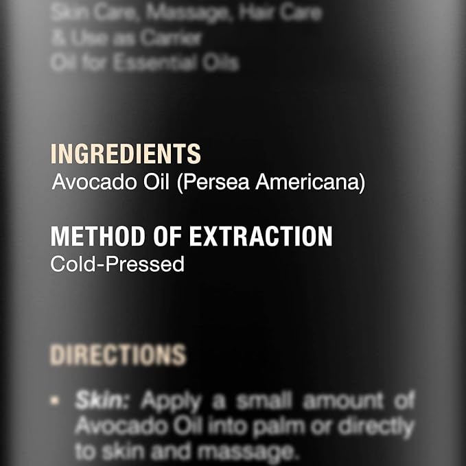 MAJESTIC PURE Avocado Oil - 100% Pure and Natural, Cold-Pressed, for Skin Care, Massage, Hair Care, and Carrier Oil to Dilute Essential Oils, 16 fl oz