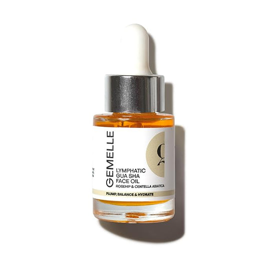 GEMELLE Lymphatic Gua Sha Face Oil | 6x Award Winner | Detox, Plump, Balance, Hydrate | High-Altitude Rosehip, Centella Asiatica & More! | Organic, Natural, Clean Beauty | Starter, Travel 15ml