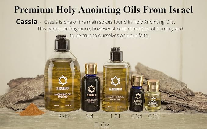 Cassia Anointing Oil from Israel, Holy Spiritual Oils Bottles from Jerusalem Blessed, Handmade with Natural Ingredients and Blessed for Wedding Ceremony, Religious Use, 8.45 Fl Oz