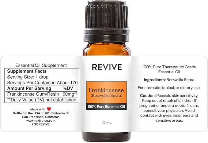 Frankincense Boswellia Sacra 10mL Essential Oil by Revive Essential Oils - 100% Pure Therapeutic Grade, for Diffuser, Humidifier, Massage, Aromatherapy, Skin & Hair Care