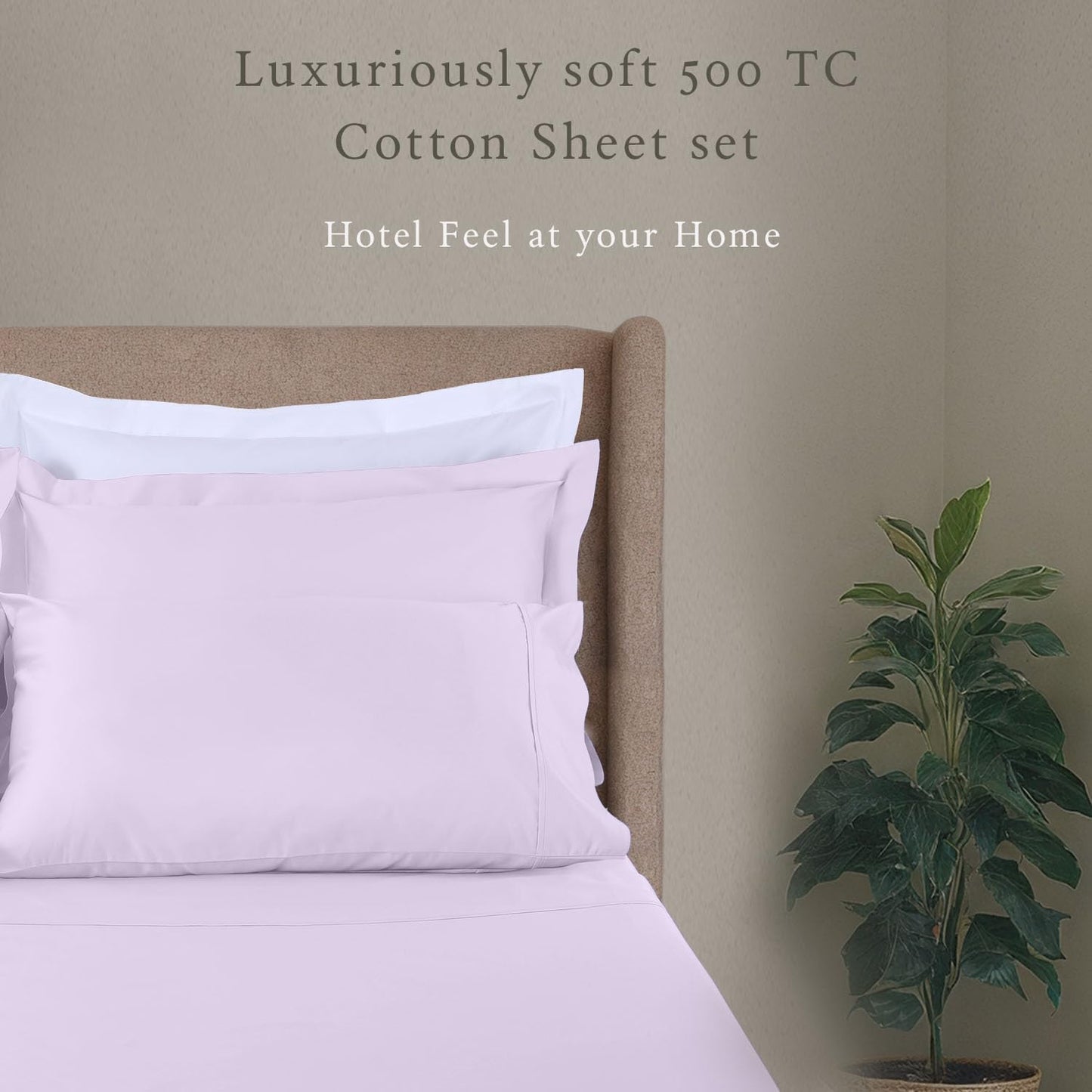 Threadmill Cotton Twin Sheets Set, 5 Star Hotel Quality Bed Sheets, 100% Cotton Sheets, 500 Thread Count, Deep Pocket, Snug Fit for Twin Mattress, Soft & Crisp 3 Piece Sheet Set, Lilac