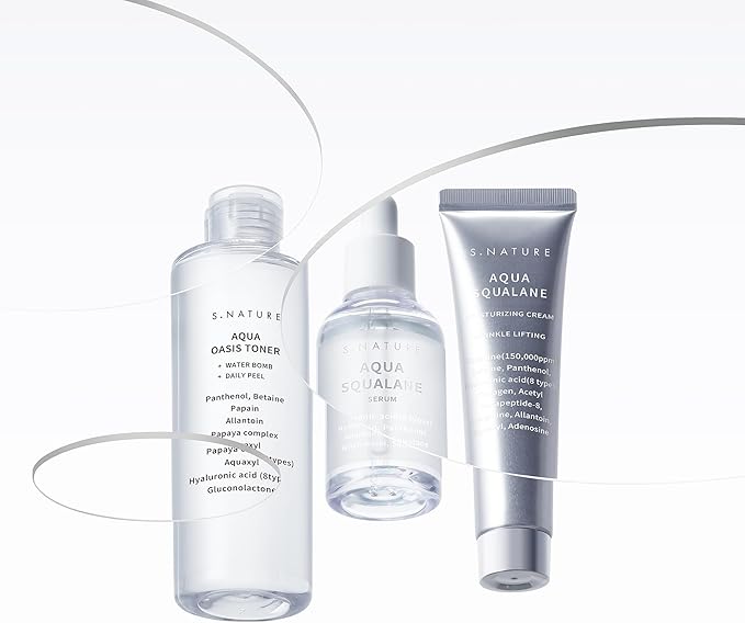 Hydrating Set, 3 Steps to Refined Pores, Lasting Hydration, Aqua Oasis Toner 300ml, Aqua Squalane Serum 50ml, Aqua Squalane Cream 60ml, Mother's Day Gifts for Mom Gifts for Women, Gift Set