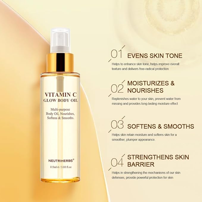 Neutriherbs Body Rosehip Oil for Dry Skin, Moisturizer/Hydrating/Glow/Brightening/Body Massage rosehip seed Oil for All Skin Types 115 ml / 3.88 oz