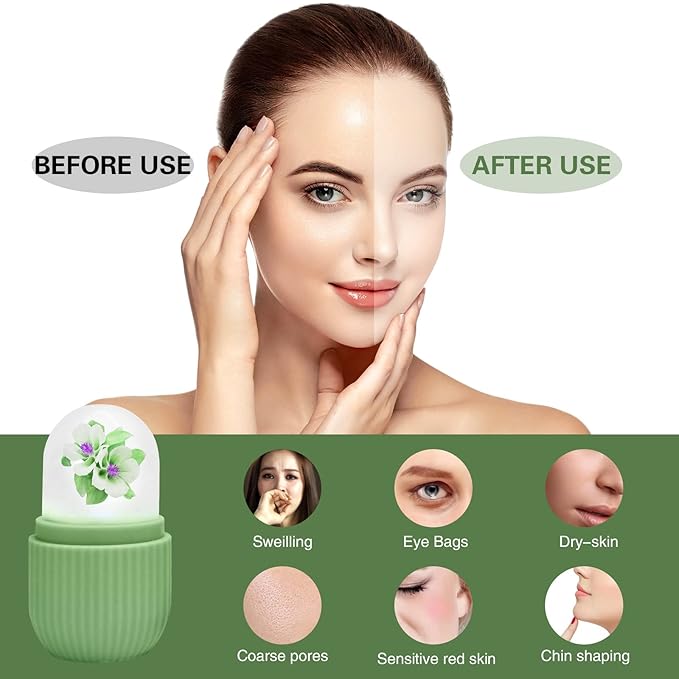 Ice Face Roller, Ice Roller for Face and Eye,Puffiness Relief,Face Roller Skin Care,Naturally Tone and Tighten,Silicone Facial Massage Ice Mold,Reusable Face Massage,Ice Mold for Face Beauty (Black)