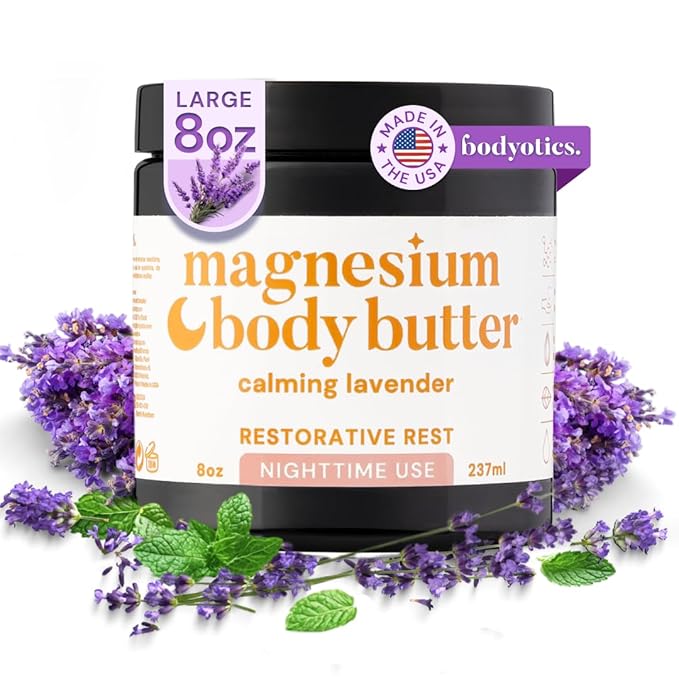 Magnesium Body Butter - Nighttime Magnesium Cream For Women, Pregnancy & Postpartum Comfort (Calming Lavender Scent, 8oz)