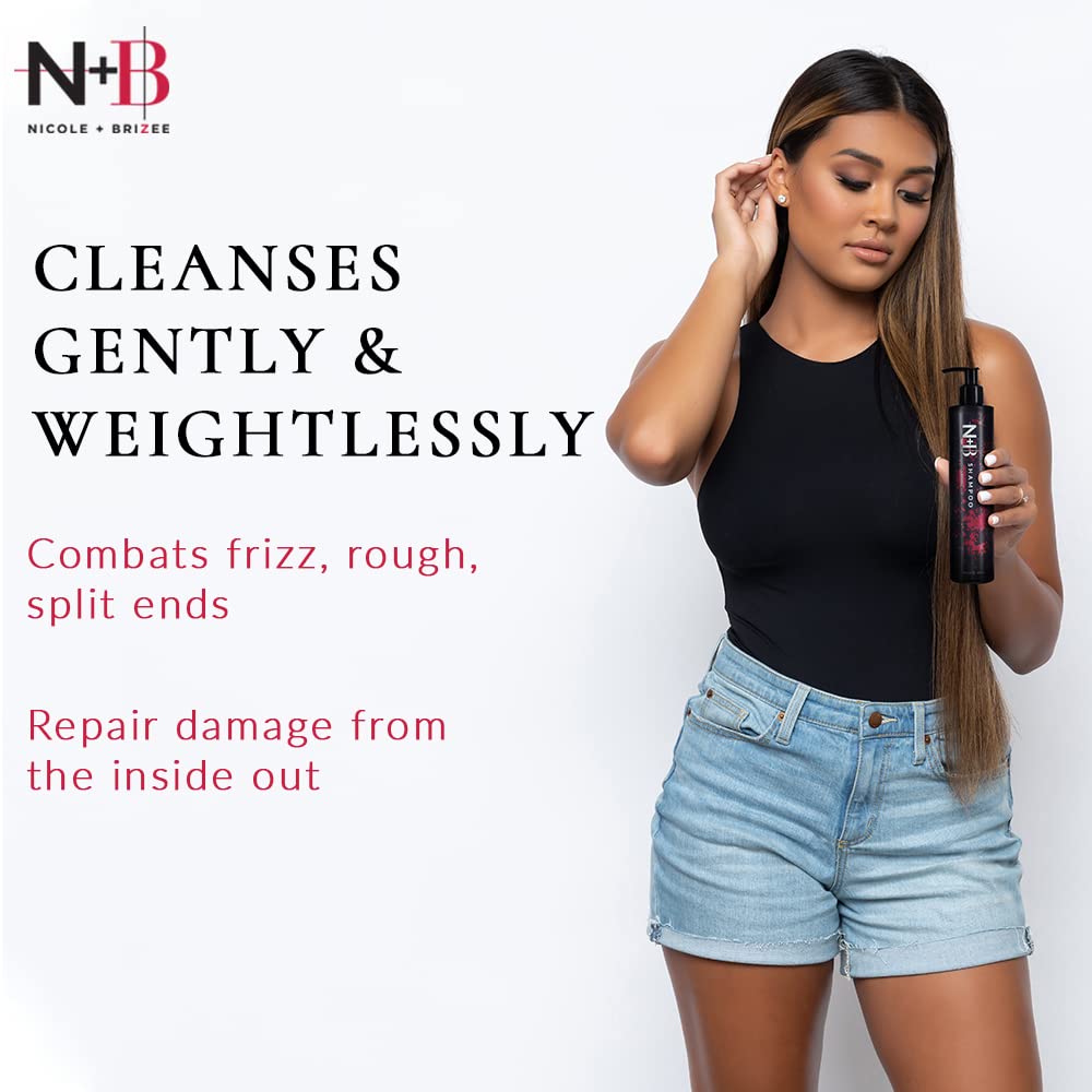 Nicole + Brizee N+B Core Collection | Paraben-Free | For All Hair Types and Textures | Strengthens and Hydrates | Made in the USA (Shampoo 33oz)