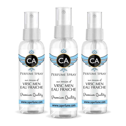 CA Perfume Eco Refill Impression of Men Eau Fraiche For Men EDP Perfume Concentrated Long Lasting Eau de Parfum Spray Refillable Atomizer Bottle 2 Fl Oz/60ml-X3