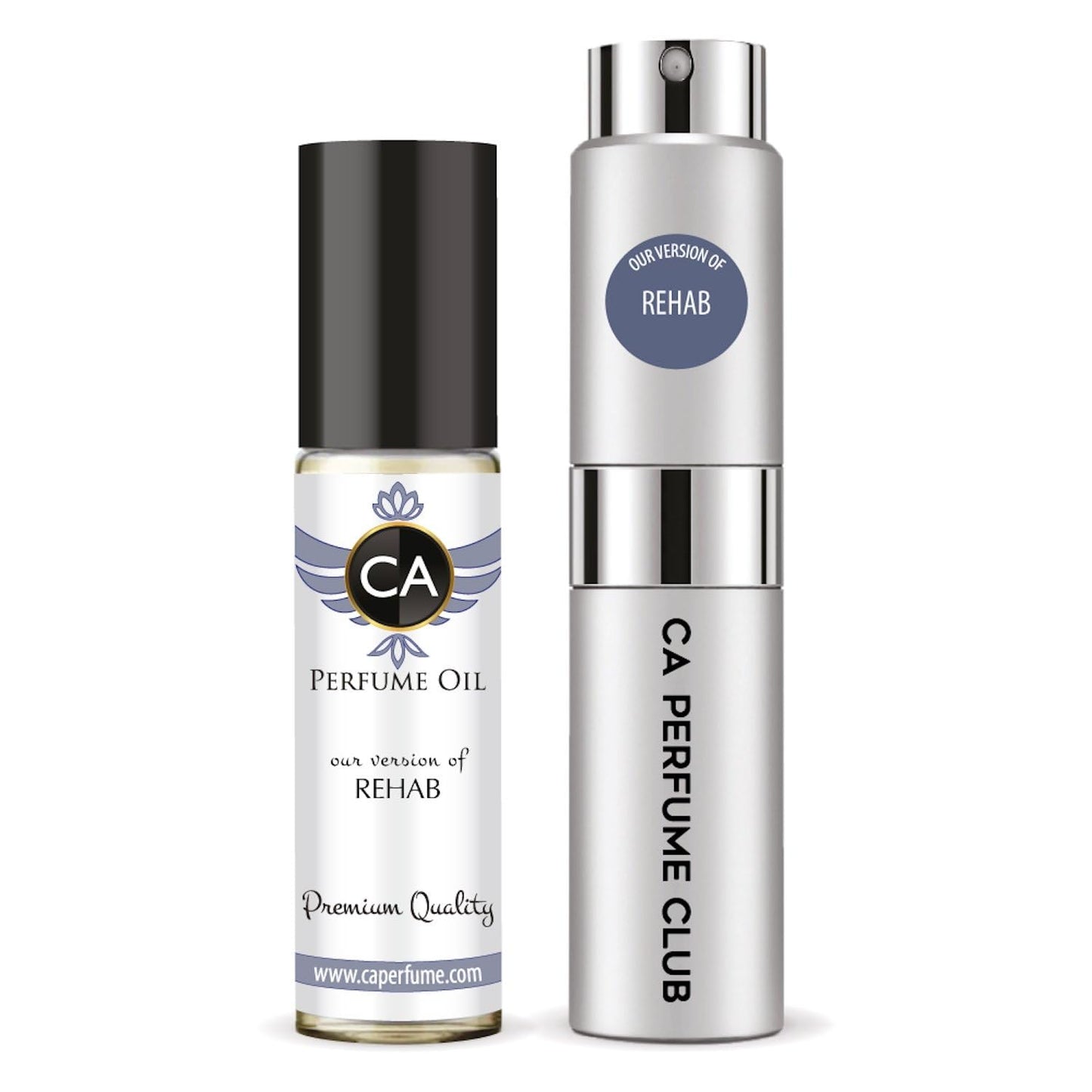 CA Perfume Duo Impression of Rehab For Women And Men Perfume Layering Set Long Lasting Travel Size EDP + Body Oil Roll-On Bottle 0.27 Fl Oz+0.33 Fl Oz