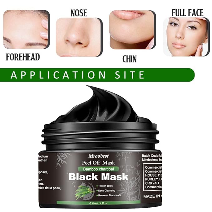 Peel Off Face Mask, Charcoal Peel Off Black Mask, Deep Cleansing Facial Mask, Facial Purifying and Clean Blackhead, for All Skin Types
