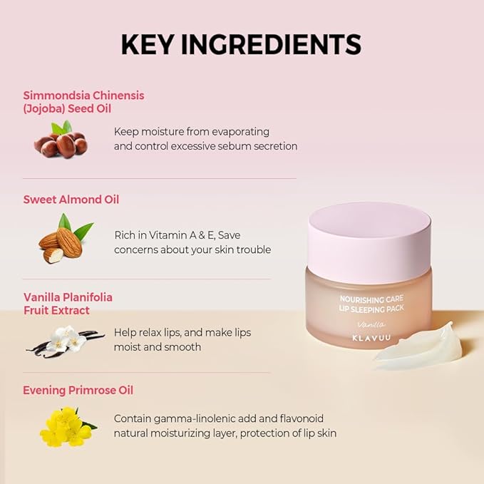 Klavuu Lip Mask Set (2PCS) – Overnight Deep Hydrating Korean Lip Balm Treatment for Very Dry, Chapped Lips | Lip Lightening & Plumping with Instant Hydration | Gentle Exfoliating (Vanilla & Coconut)