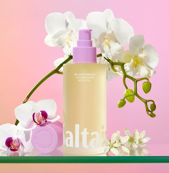 Saltair Body Oil. Luxurious Island Orchid After Shower and Bath Oil Moisturizer for Women. Botanical, Non-Greasy, and Well-Absorbing Lotion for Hydrating Dry Skin. 4oz Pump Bottle