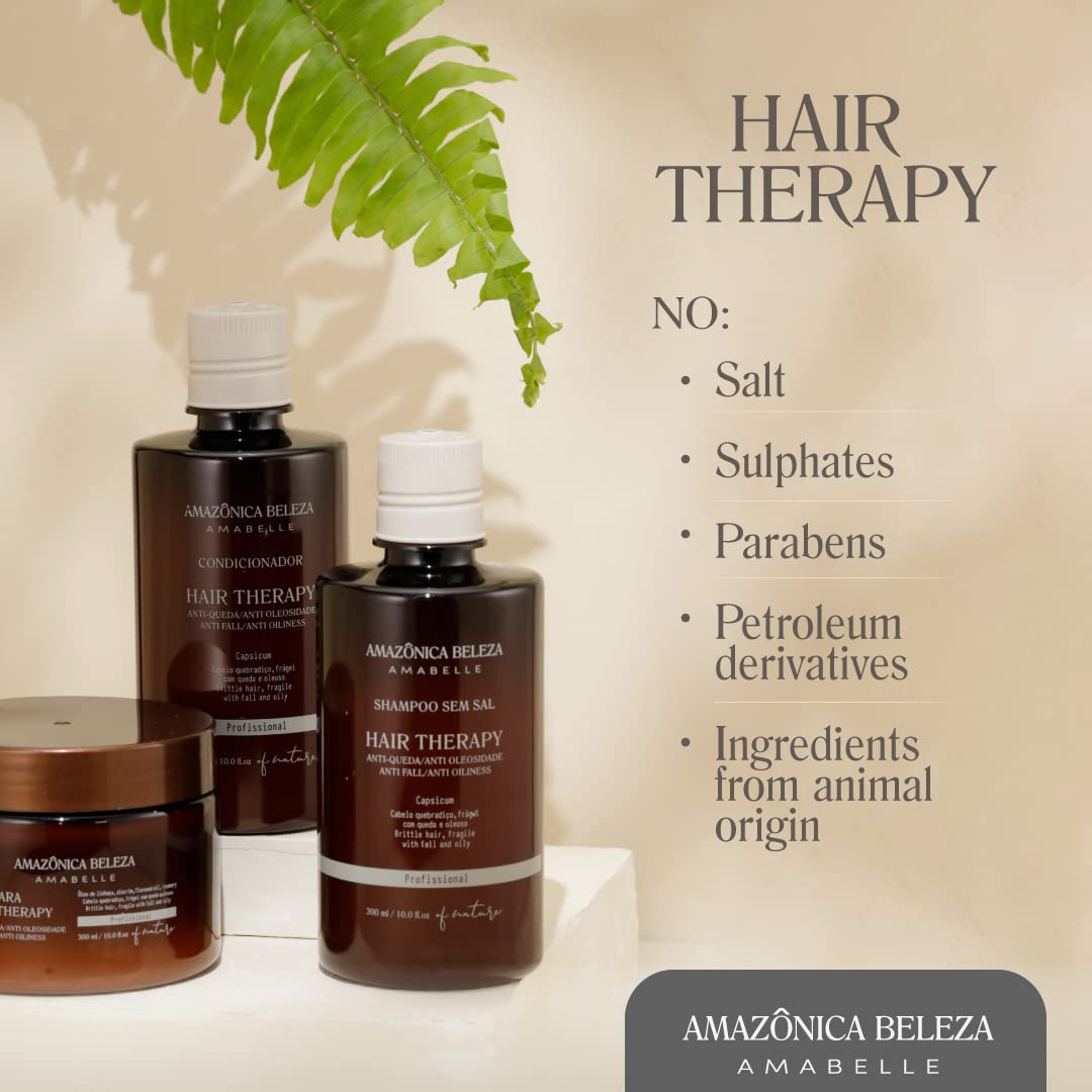 AMAZONICA BELEZA Hair Therapy Hair Mask, Removes Oiliness Hair Loss and Promotes Growth Shampoo, Profesional Anti-Caida y Anti-Oliocidad 10 Oz