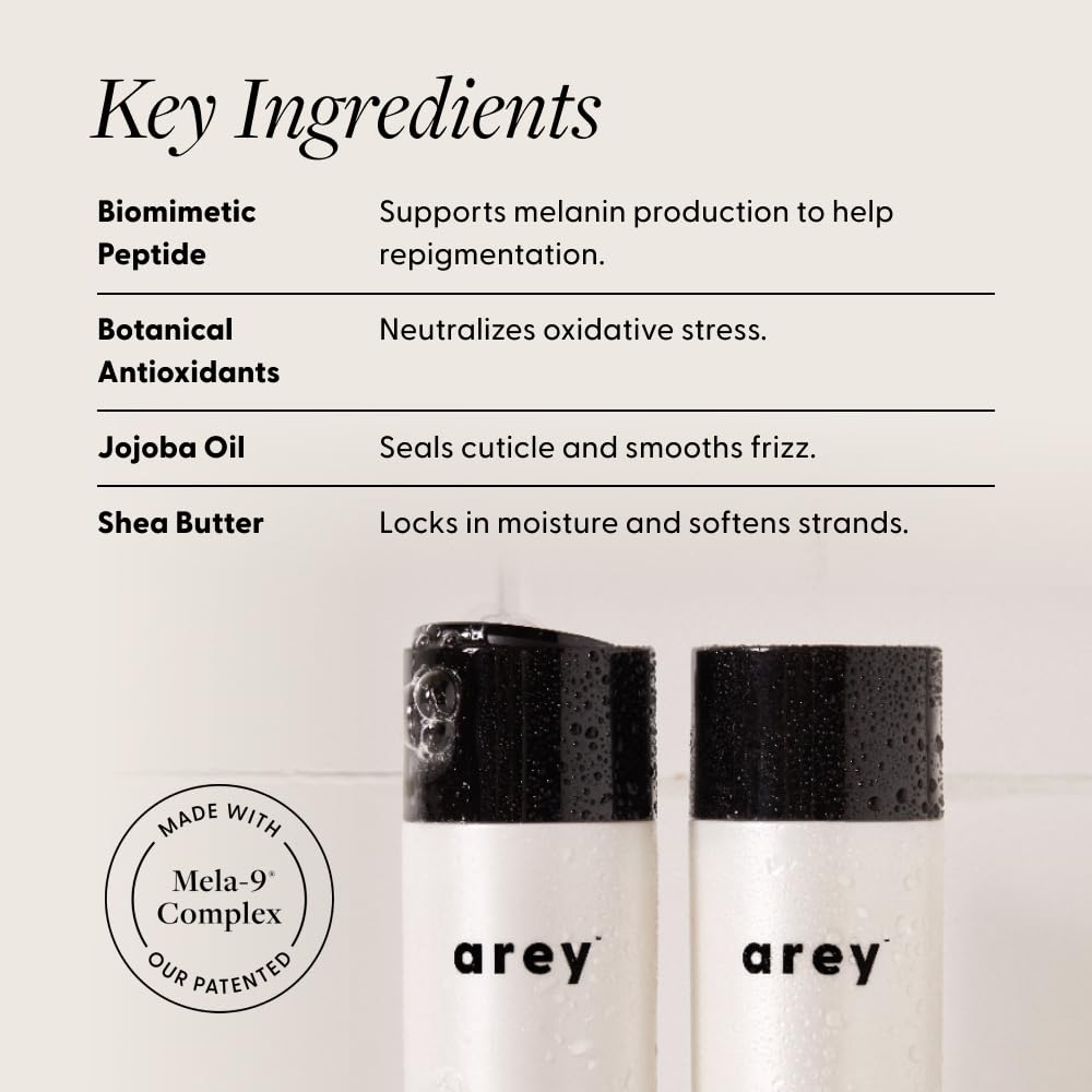 Arey Shower Duo | Daily Wash Shampoo and Smooth Conditioner Set | Delay + Reduce the Signs of Aging Grey Hair | Retain Moisture, Promote Smoothness | Vegan, Gluten-Free & Cruelty Free (2 Pack)