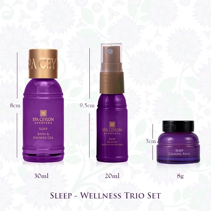 SPA CEYLON Sleep Wellness Trio Set | Restful Spa Essentials for Nourished Skin | Natural Ingredients | Ayurvedic | Body Gifts Set