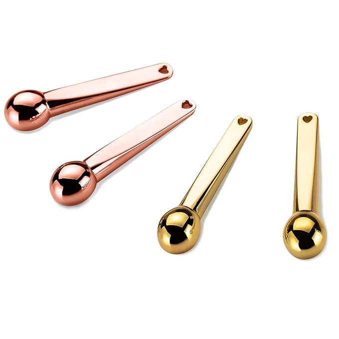 LISAPACK 4 Pack Metal Eye Cream Applicator, Eye Serum Roller Ball Massager Stick for Reduce Depuffer, Massage (Gold&Rose Gold)