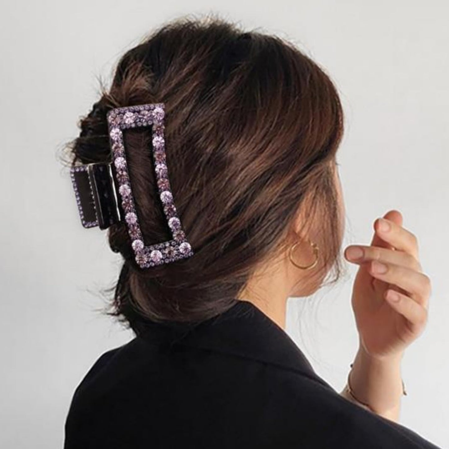 Rhinestone Acrylic Hair Claw Clips for Women, Vintage Crystal Large Bling Jaw Clamps Luxury Elegant Plastic Hair Clip with Strong Hold for Thin Thick Hair Fashion Wedding Party Accessories（2 Pack)