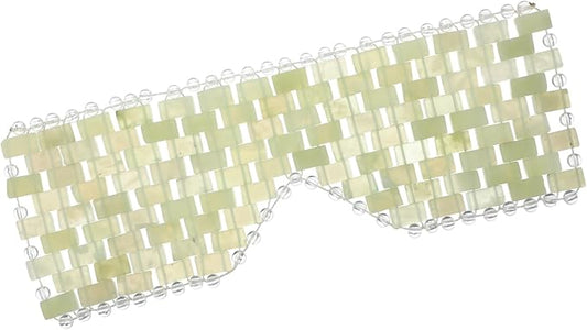 Jade Eye Mask Green Jade Stone Large Facial Cooling Mask Weighted Eye Sleeping Relief Cover for Hot & Cold Therapy to Reduce Wrinkles Headache Migraine Puffiness Migraines Anti-Aging Therapy