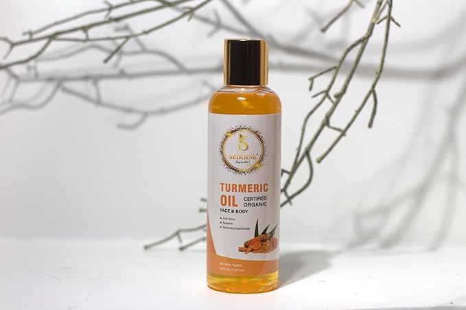 – Turmeric Oil for Face & Body, Natural Brightening Oil for Dark Spots, Repairing, Anti-Acne, Evens Skin Tone, Minimizes the Appearance of Pores – 200ML