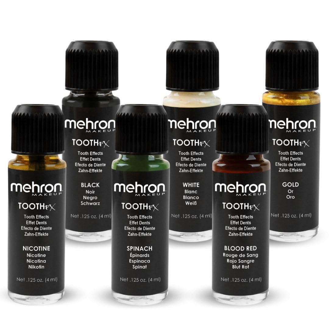Mehron Makeup Tooth FX Blood Red | Temporary Red Tooth Paint | Perfect for Creating Red Teeth FX, Rotten Teeth Makeup, & Bloody Teeth SFX for Halloween, Cosplay, & Theater .125 oz (4 ml)