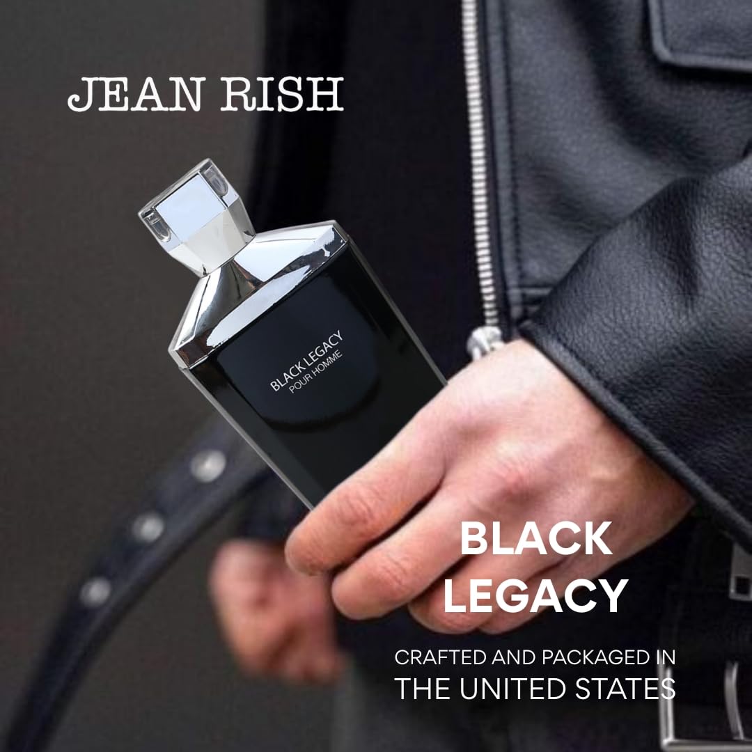 Jean Rish Black Legacy Pour Homme Eau De Toilette for Men (3.4 Fl Oz / 100ml) with Sandalwood, Lavender & Bergamot Notes - Long Lasting and Luxury Fragrance