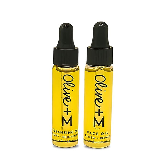 Facial Skin Care Set, Skincare Kit with Oil Cleanser and Hydrating Face Oil, Anti-Aging Moisturizer, Travel Size Mini Makeup Remover Oil, Acne Scar Treatment, Sample Trial Size (25 ml/each)