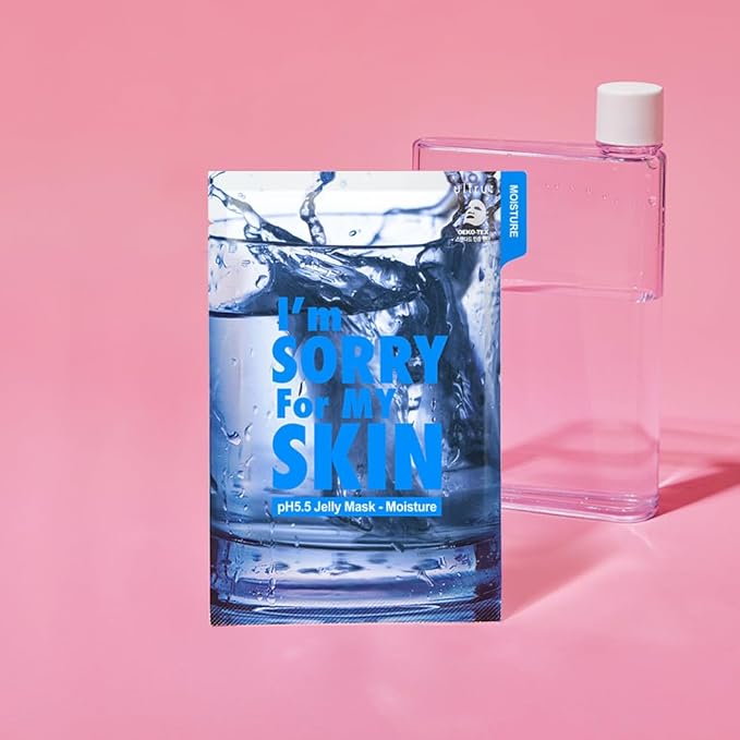 I'M SORRY FOR MY SKIN Jelly Mask Full Set for Skin Stress Relief, Korean Skin Care Travel Essentials Kit, K-Beauty Hydrating Face Mask Sheets, Gifts for Women (pH5.5 Pack of 5)