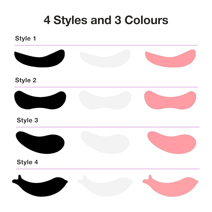 Curacoro Reusable Eye Pads, Silicone Under Eye Patches Lash Lift Cover Eyelash Extension | Soft Pads for Sensitive Skin during Eyelash Perm Lamination & Lash Extensions Remover (Black, Style 3)