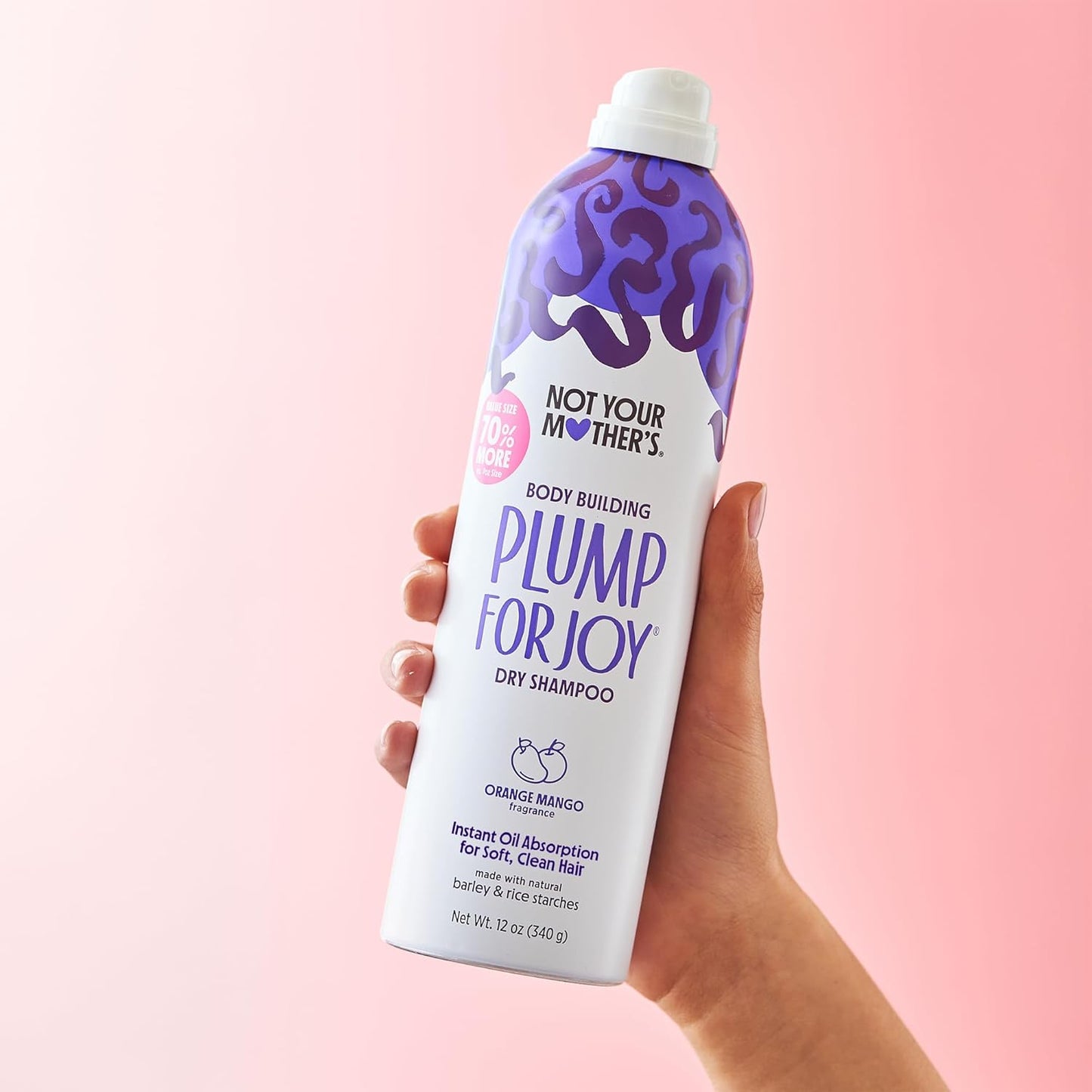 Not Your Mother's Value Size Plump for Joy Jumbo Dry Shampoo (2-Pack) - 12 oz Each - 70% More to Instantly Absorb Oil and Build Body - Orange Mango - For All Hair Types