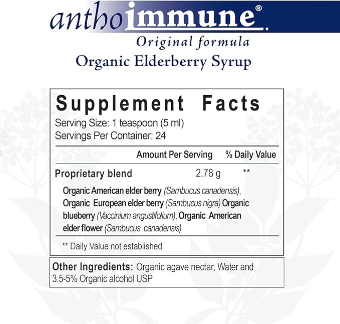 Maine Medicinals Organic Elderberry Syrup Immune 4 floz (24 Servings)