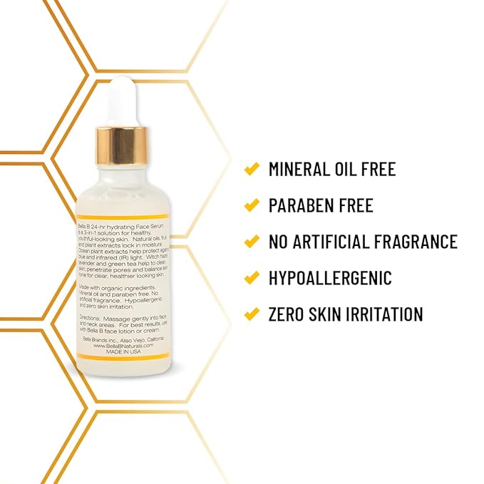 Bella B Face Serum 1.7 oz Bottle - Facial Glow - Pregnancy Skin Care - Pregnancy Safe - Healthy Beauty - Natural Face Serum - Anti Aging Serum for Skin - Organic Serum for Face