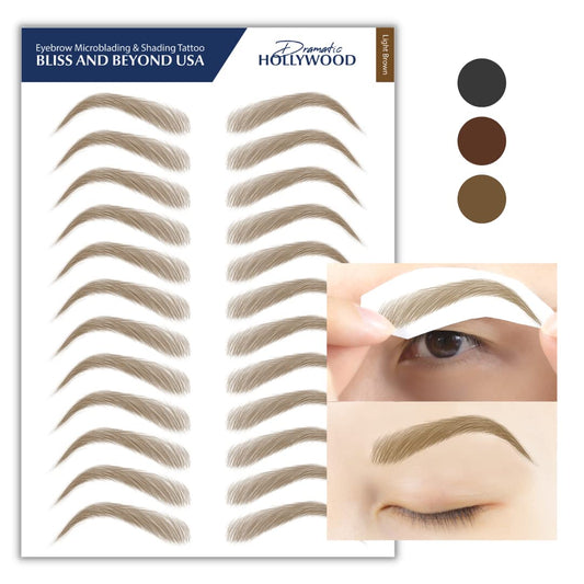 Bliss and Beyond USA | Microblading & Shading Tattoo | A combination of hair stoke and powdered brows | Non-toxic | Vegan friendly (Dramatic Hollywood, Light Brown)