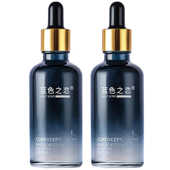 BLUE LOVE 2PC Cordyceps Facial Essence Serum - Reduces Fine Lines & Wrinkles, Hydrating & Anti-Aging Formula with Natural Ingredients for All Skin Types