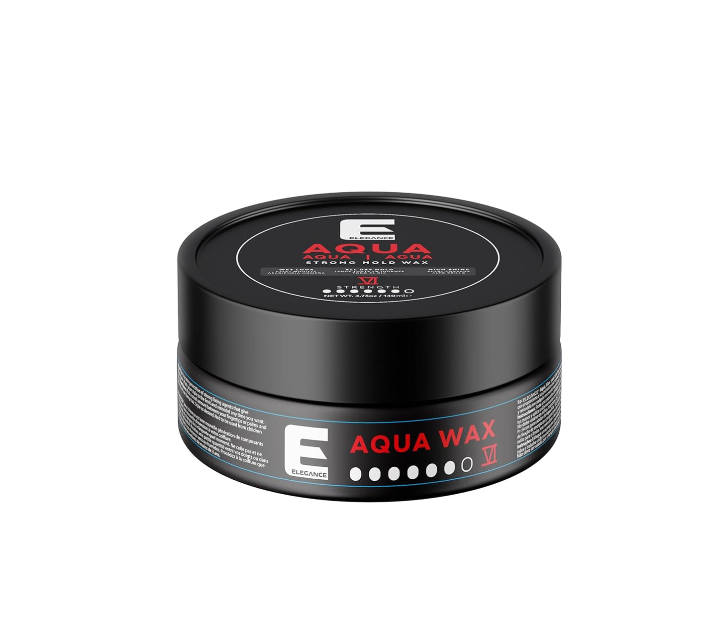 E Elegance Hair Products - Aqua Hair Styling Wax - VI Strength – Strong Hold, High Shine, Wet Look, Red/4.73 oz