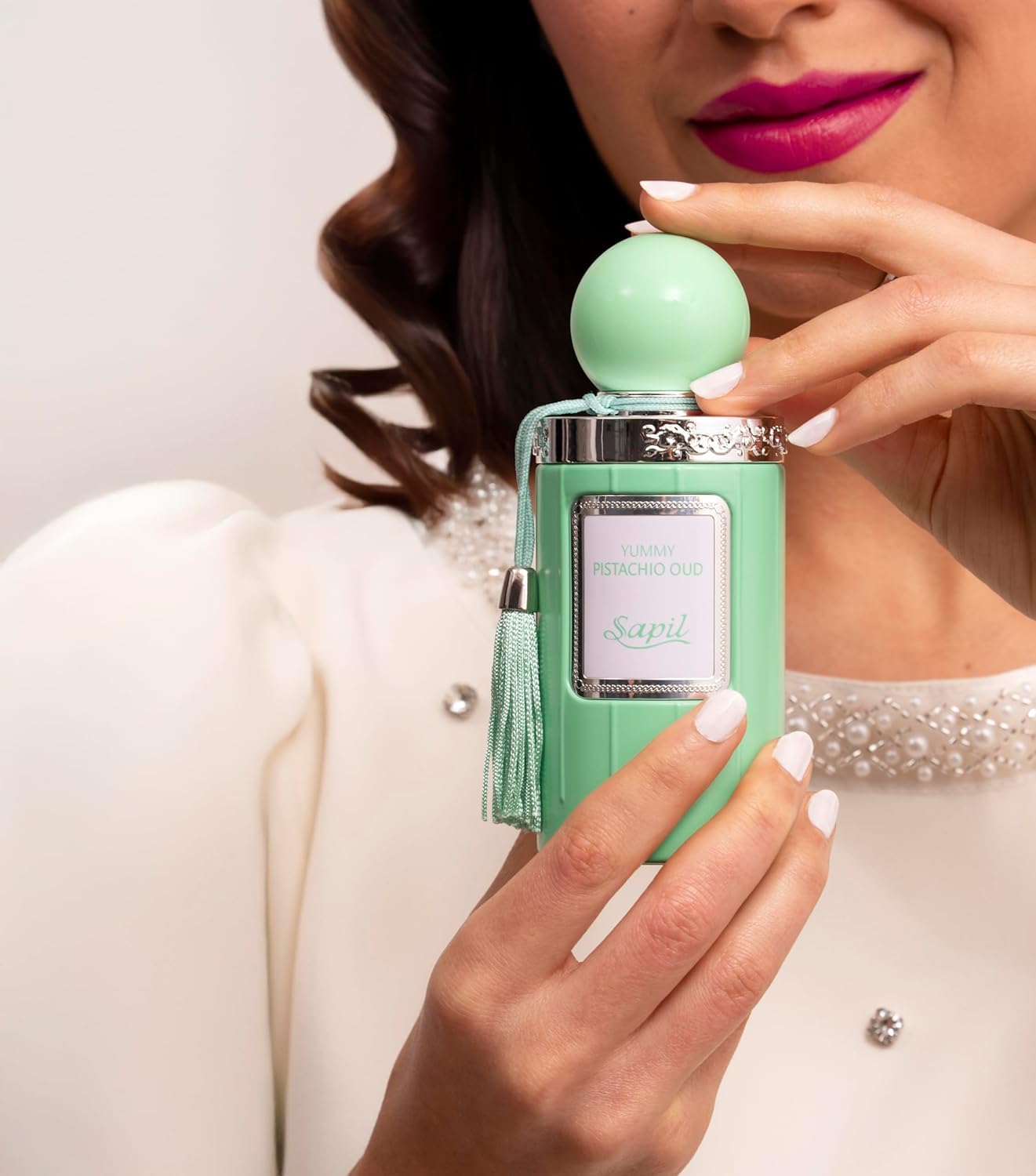 Sapil Yummy Pistachio Oud Unisex Eau De Parfum - Long-Lasting Arabic Perfume with Creamy Hazelnut, Vanilla & Woody Floral Notes - Sweet Dubai Gourmand Fragrance for Men & Women - 3.38 oz