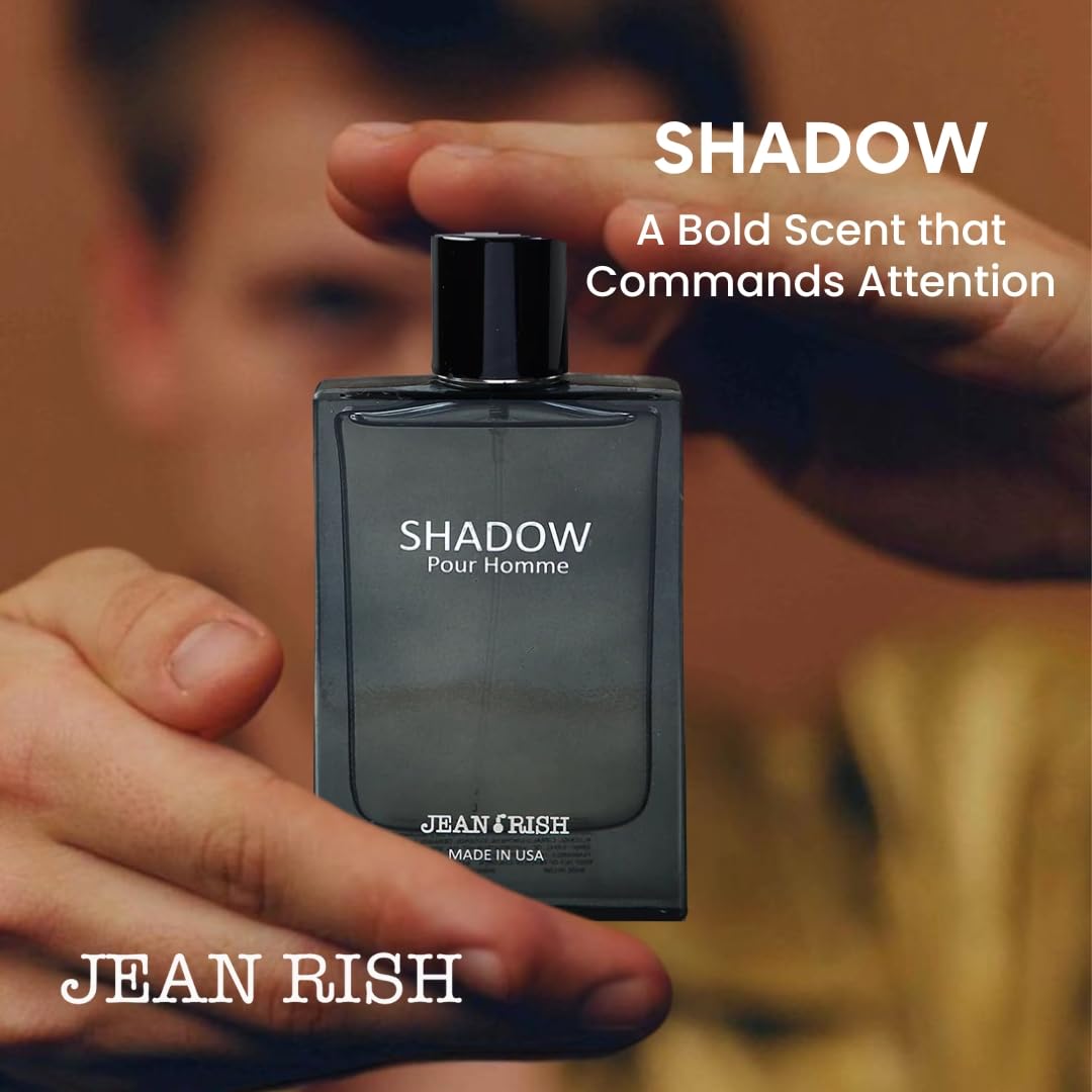 Jean Rish Shadow Pour Homme Eau De Toilette for Men (3.4 Fl Oz / 100ml) with Lemon, Cedar & Musk Notes - Long Lasting and Luxury Fragrance