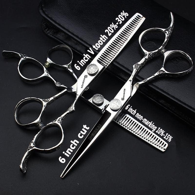 6/7/8 inch Cutting Thinning Styling Tool Rainbow Hair Scissors Professional Hairdresser Hairdresser Scissors Set (6-inch 3pc-A)