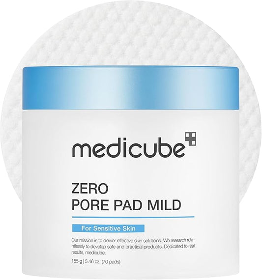 Medicube Zero Pore Pads Mild 2.0 (70 Pads) - Gentle Calming Toner Pads for Exfoliation, Minimizing Pores, and Blackhead Removal with PHA - Ideal for All Skin Types - Korean Skin Care