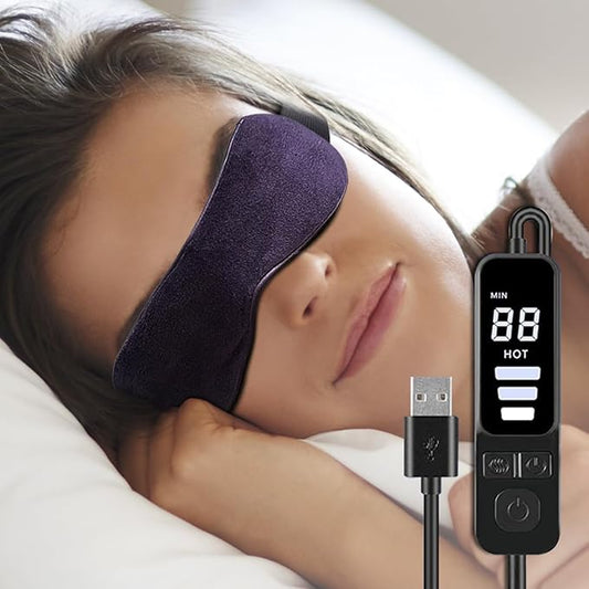 Heated Eye Mask for Dry Eyes with Temperature & Timer Remote, Eye Warm Compress Mask to Unclog Glands Eye Heating Pad for Women Men Relieve Blepharitis, Chalazion, MGD, Stye Syndrome; Purple