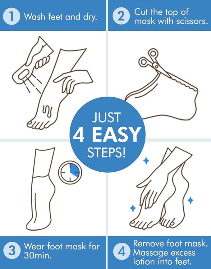 DERMAL Moistfull Silky Foot Mask 3 Pairs - Hydrating Foot Mask Socks for Dry Cracked Feet, Toes, and Callus - Ceramide, Shea Butter - Repair Rough Heels - Refreshing Peach Scent (Non-Peel)