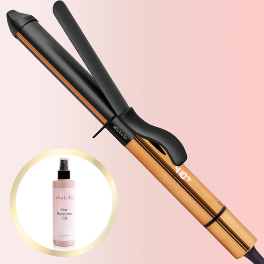 ELLA BELLA® Curling Iron 1 Inch & Hair Protection Oil • Professional Hair Curler • Curling Wand • Ceramic Curling Irons • Transform Your Look in Seconds • Suitable for All Hair Types