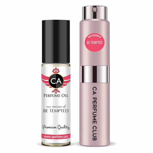 CA Perfume Duo Impression of Be Tempted For Women Perfume Layering Set Long Lasting Travel Size EDP + Body Oil Roll-On Bottle 0.27 Fl Oz+0.33 Fl Oz
