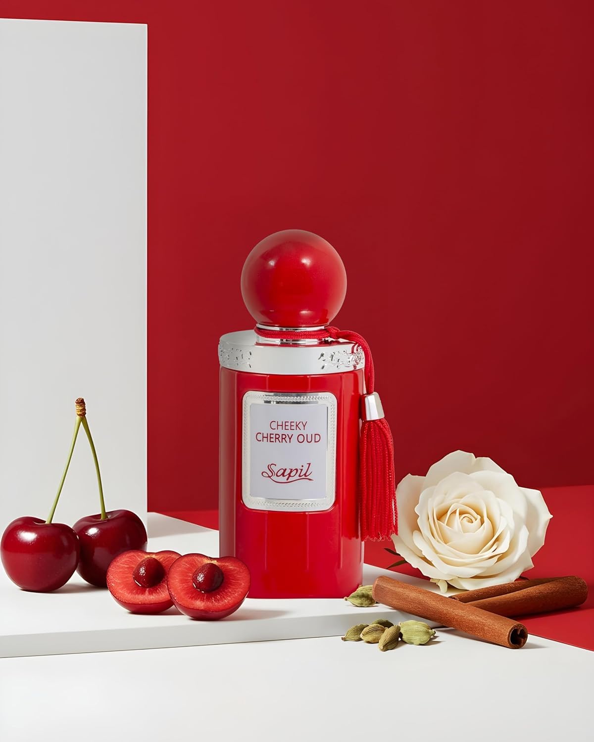 Sapil Cheeky Cheery Oud Unisex Eau De Parfum - Spicy Cherry & Rose Blend with Oud Twist - Long Lasting Niche Perfume for Men & Women - 3.38 oz