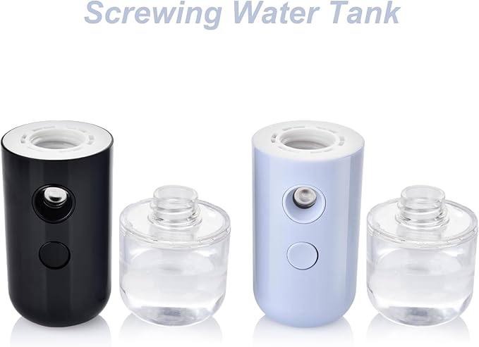 2-Pack Kingsmile Nano Facial Mister, Portable Face Mister, Cool Nano Mist Sprayer for Face Hydrating, Mini Handy Mister for Eyelash Extensions with 1OZ /30ML Water Tank (Black/Blue)