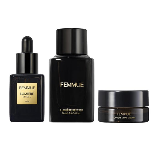 Lumière Discovery Kit (3pc) | With Vital C Serum, Refiner Face Toner, & Vital Cream Moisturizer | Hydrate & Plump Skin with Vitamin C, Niacinamide, & Phyto-collagen | Korean Skin Care