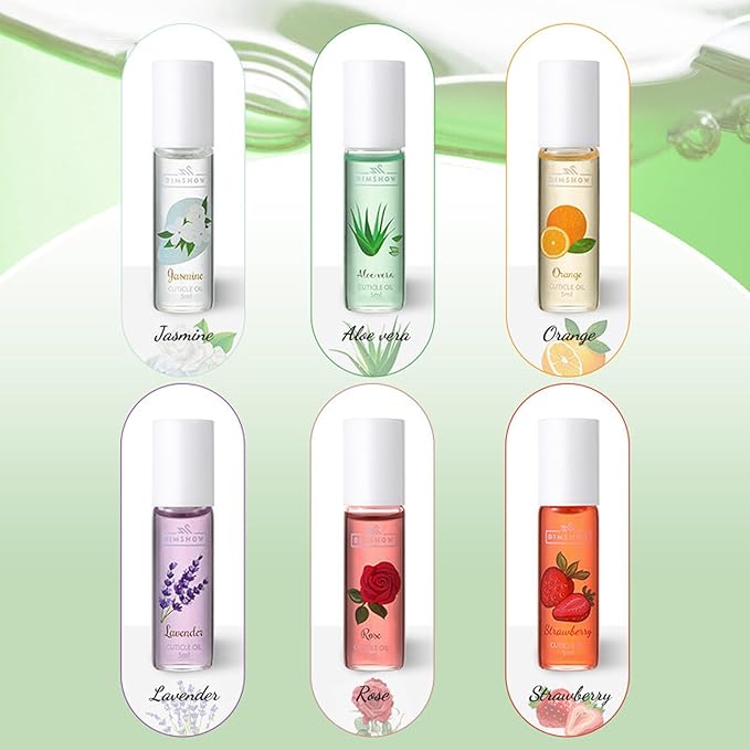 6Pcs Cuticle Oil set Nail Revitalize Oils For Growth And Strength, Cuticle Remover - Nails Strengthener - Cuticle Softener, Finger Edge Oil Nourishes (0.17 fl.oz/5ml Rollerball)